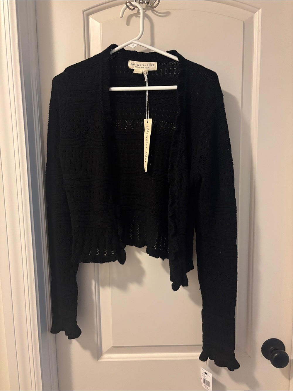 saltwater LUXE Black Knit Cropped Cardigan Marlow